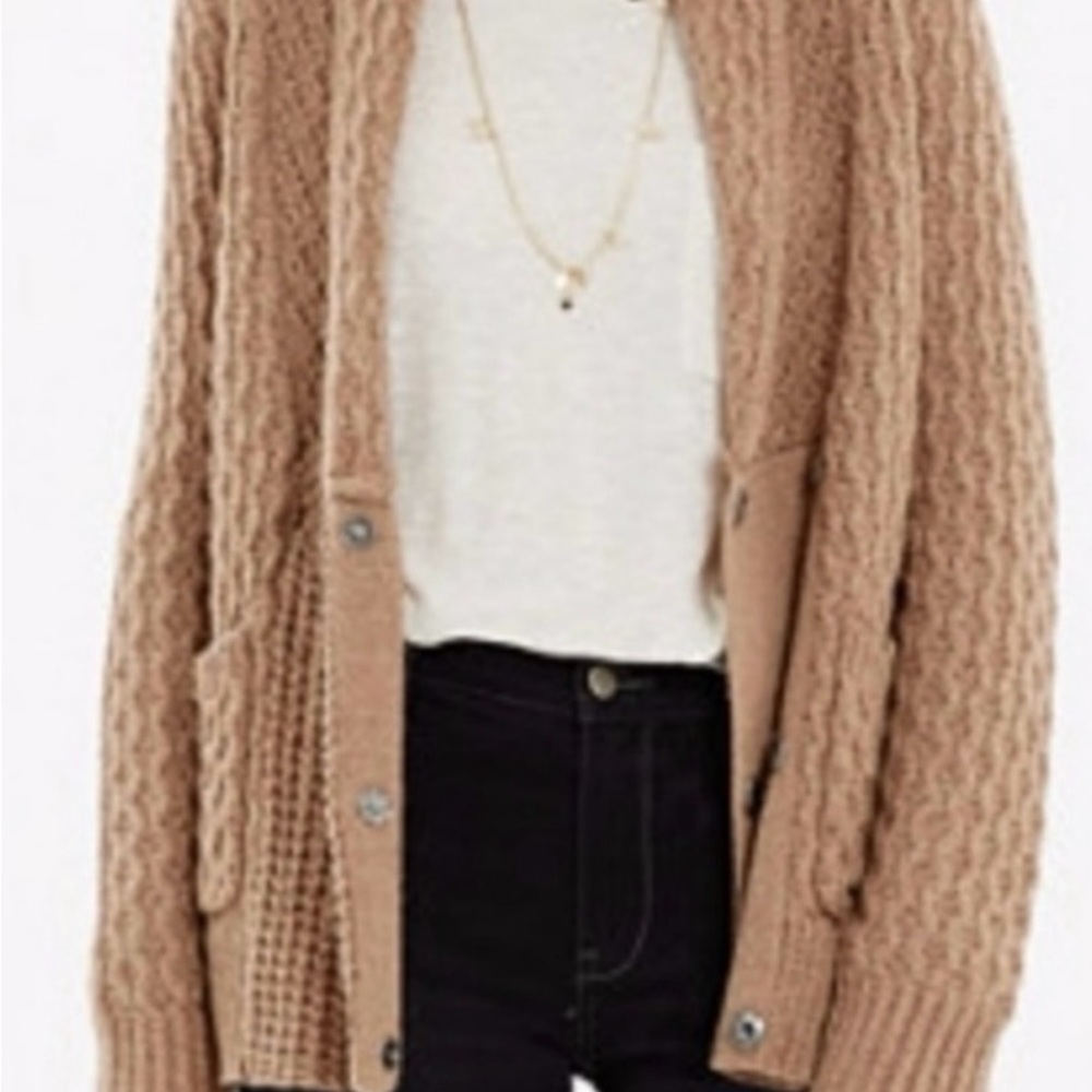 Madewell Tan Cable Knit Cardigan